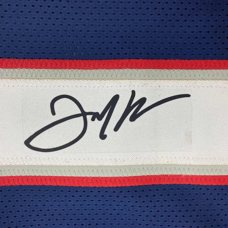 Facsimile Autographed Julian Edelman New England Blue Reprint Laser Auto Football Jersey Size Men's XL