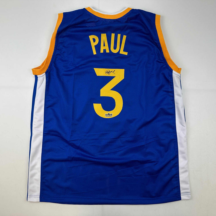 Facsimile Autographed Chris Paul Golden State Blue Reprint Laser Auto Basketball Jersey Size Men's XL