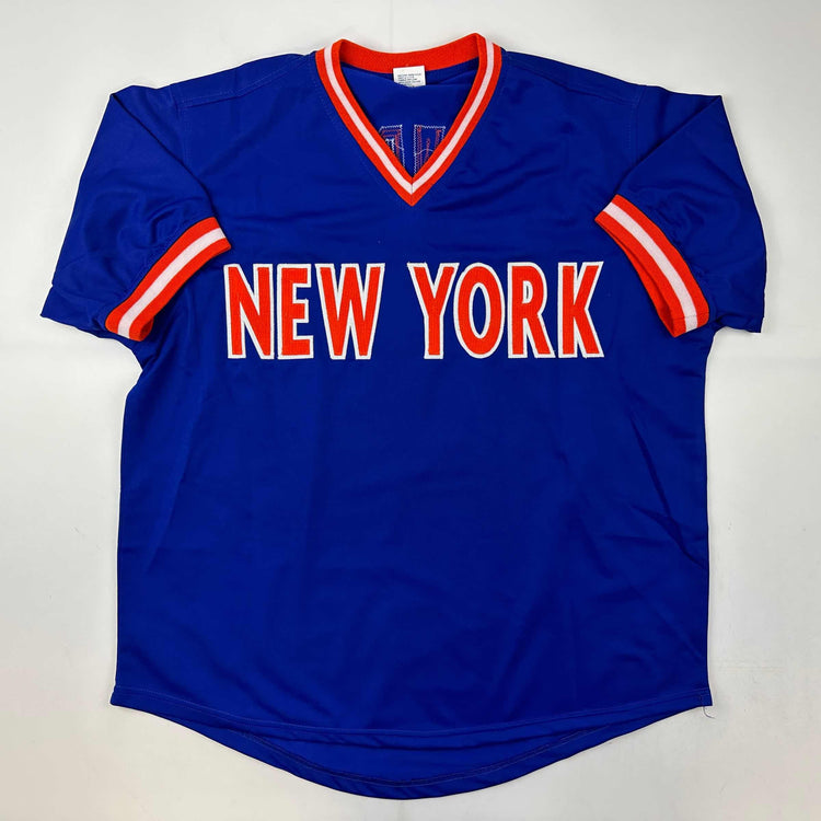Facsimile Autographed Darryl Strawberry New York Blue Reprint Laser Auto Baseball Jersey Size Men's XL