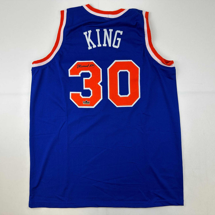 Facsimile Autographed Bernard King New York Blue Reprint Laser Auto Basketball Jersey Size Men's XL