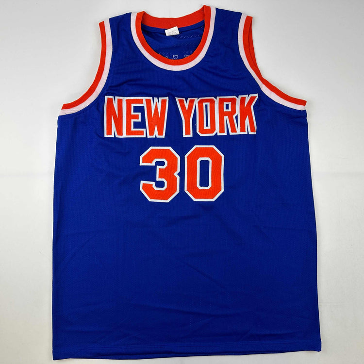 Facsimile Autographed Bernard King New York Blue Reprint Laser Auto Basketball Jersey Size Men's XL