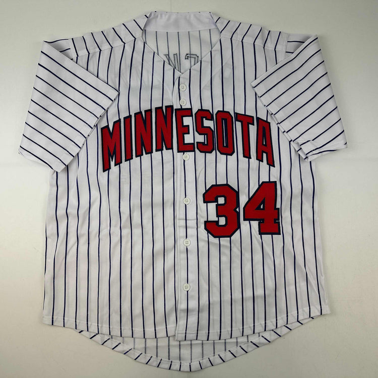 Facsimile Autographed Kirby Puckett Minnesota Pinstripe Reprint Laser Auto Baseball Jersey Size Men's XL