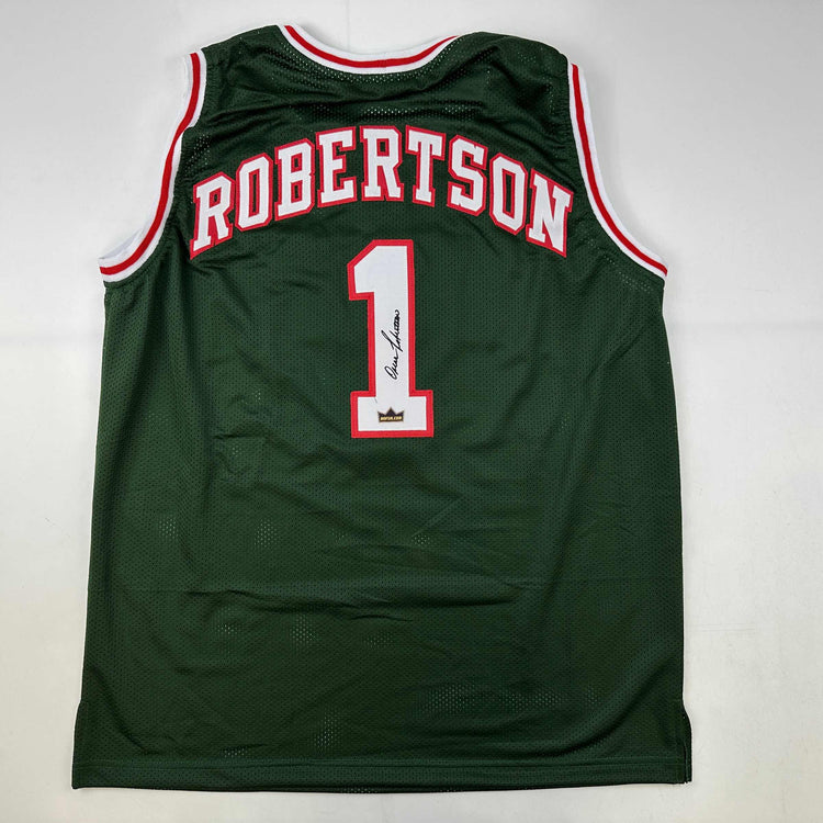 Facsimile Autographed Oscar Robertson Milwaukee Green Reprint Laser Auto Basketball Jersey Size Men's XL