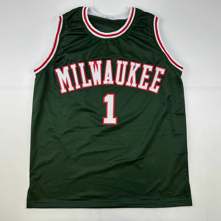 Facsimile Autographed Oscar Robertson Milwaukee Green Reprint Laser Auto Basketball Jersey Size Men's XL