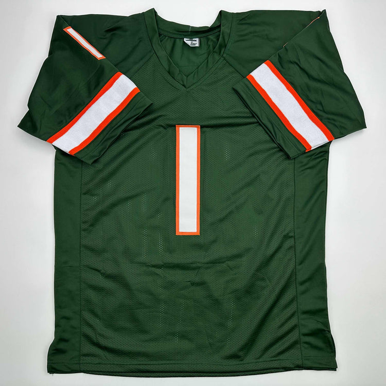 Facsimile Autographed Cameron Cam Ward Miami Green Reprint Laser Auto College Football Jersey Size Men's XL