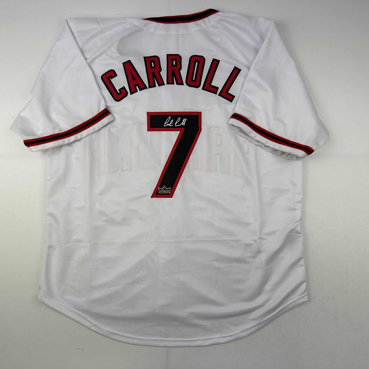 Facsimile Autographed Corbin Carroll Arizona White Reprint Laser Auto Baseball Jersey Size Men's XL