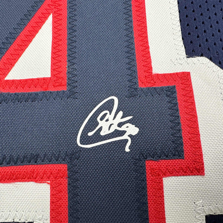 Facsimile Autographed Stephen Steph Curry 2024 United States Team USA Blue Reprint Laser Auto Basketball Jersey Size Men's XL