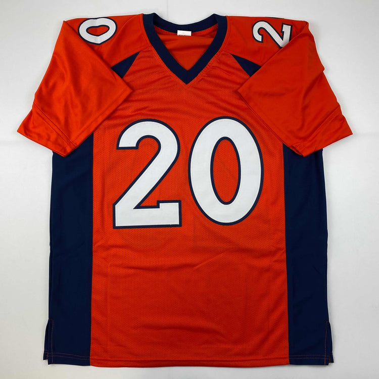 Facsimile Autographed Brian Dawkins Denver Orange Reprint Laser Auto Football Jersey Size Men's XL