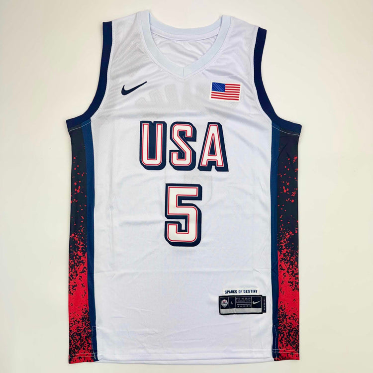 Autographed/Signed Anthony Edwards United States USA White Basketball Jersey PSA COA