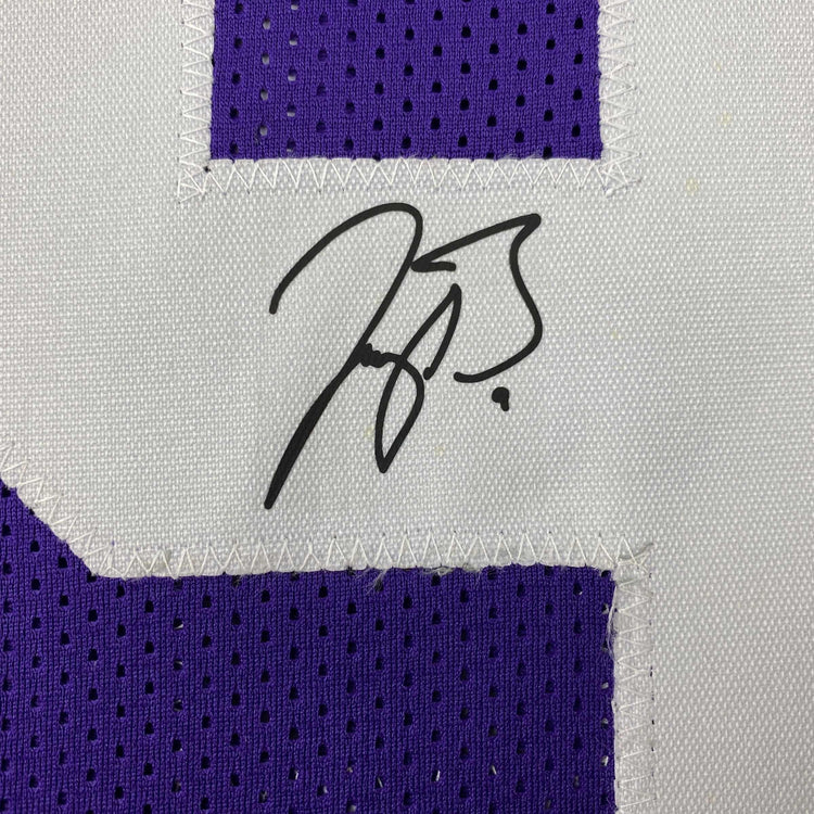 Facsimile Autographed Joe Burrow Purple Reprint Laser Auto College Football Jersey Size Men's XL