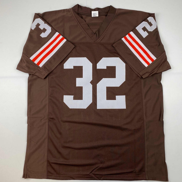 Facsimile Autographed Jim Brown Cleveland Brown Reprint Laser Auto Football Jersey Size Men's XL