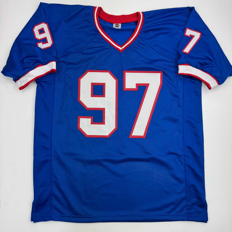 Autographed/Signed Cornelius Bennett Buffalo Blue Football Jersey JSA COA