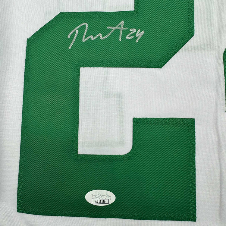 Framed Autographed/Signed Roope Hintz 35x39 Dallas White Hockey Jersey JSA COA