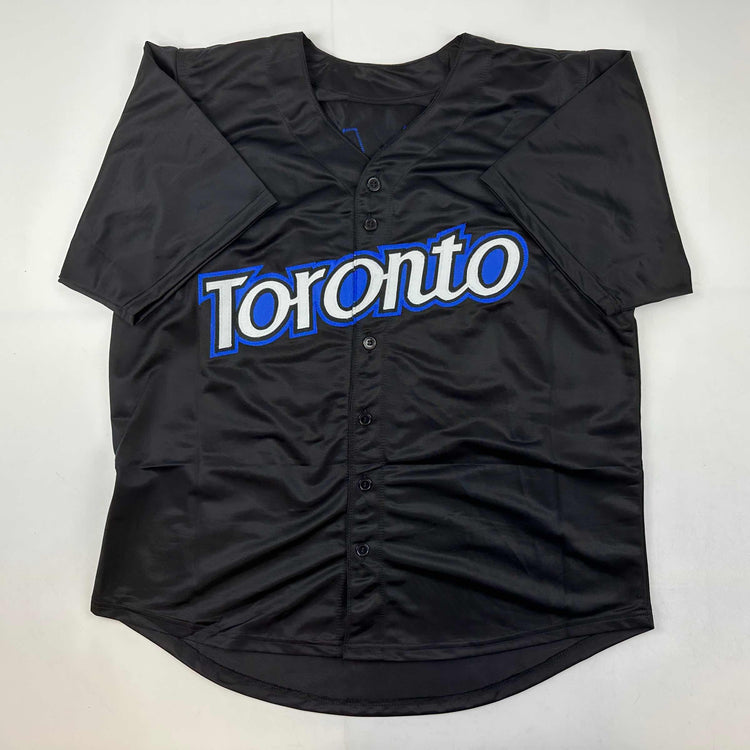 Facsimile Autographed Roy Halladay Toronto Black Reprint Laser Auto Baseball Jersey Size Men's XL