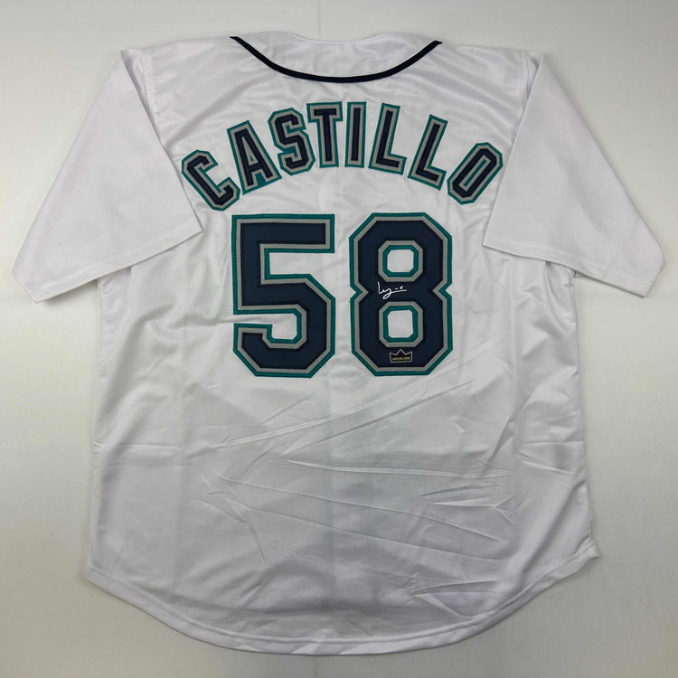 Facsimile Autographed Luis Castillo Seattle White Reprint Laser Auto Baseball Jersey Size Men's XL