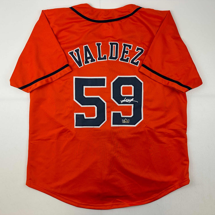 Facsimile Autographed Framber Valdez Houston Orange Reprint Laser Auto Baseball Jersey Size Men's XL