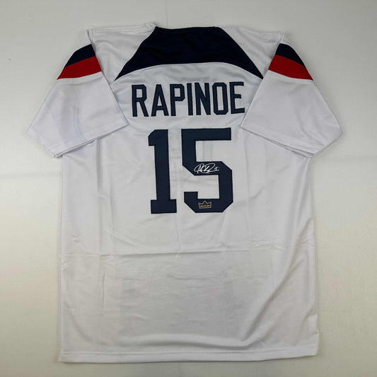 Facsimile Autographed Megan Rapinoe United States USA White World Cup Reprint Laser Auto Soccer Jersey Size Men's XL