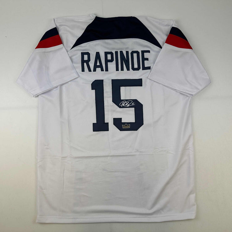 Facsimile Autographed Megan Rapinoe United States USA White World Cup Reprint Laser Auto Soccer Jersey Size Men's XL