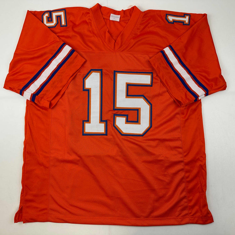 Autographed/Signed Tim Tebow Florida Orange College Football Jersey Beckett BAS COA