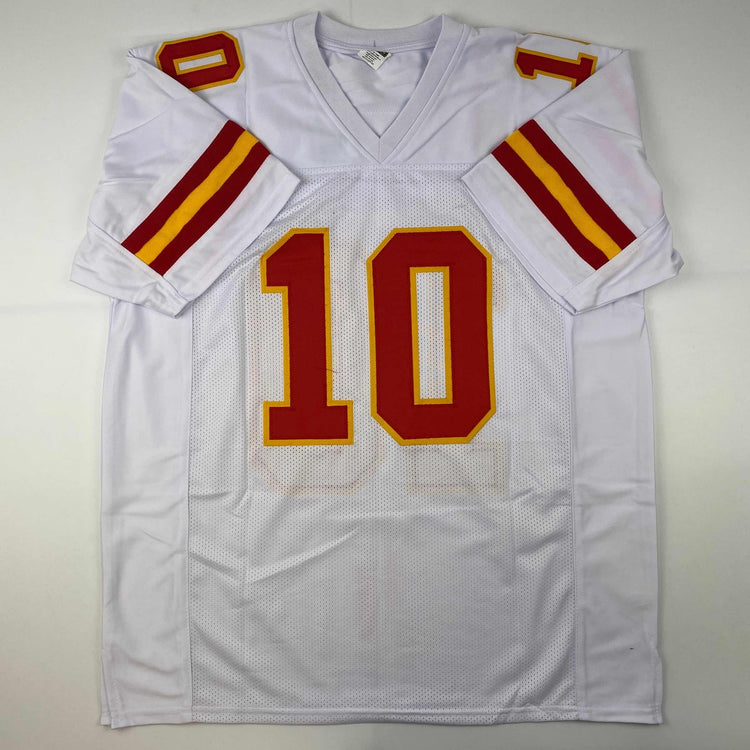 Facsimile Autographed Tyreek Hill Kansas City White Reprint Laser Auto Football Jersey Size Men's XL