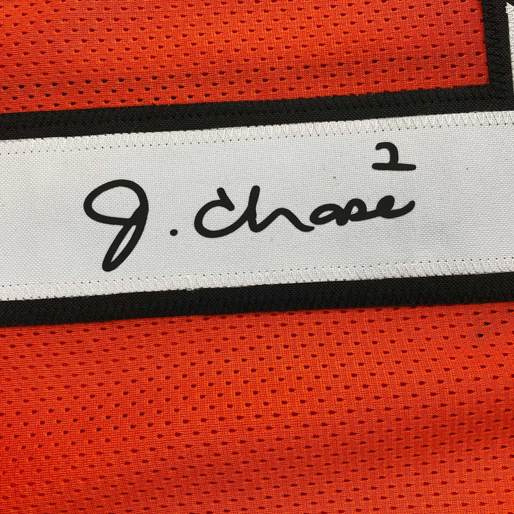 Facsimile Autographed Ja'Marr Chase Cincinnati Orange Reprint Laser Auto Football Jersey Size Men's XL