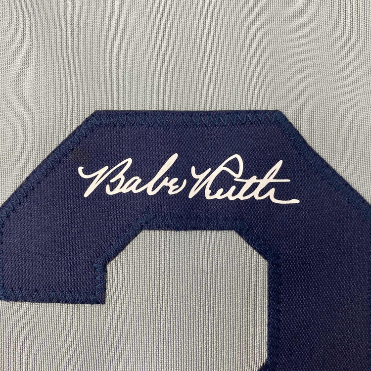 Facsimile Autographed Babe Ruth New York Grey Reprint Laser Auto Baseball Jersey Size Men's XL
