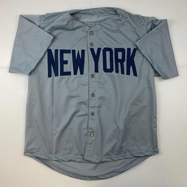 Facsimile Autographed Babe Ruth New York Grey Reprint Laser Auto Baseball Jersey Size Men's XL
