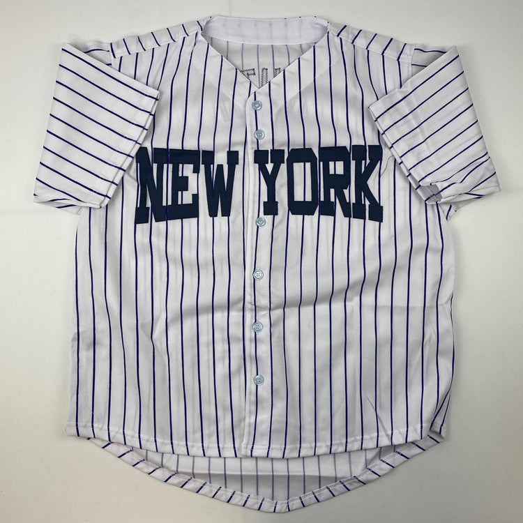 Facsimile Autographed Babe Ruth New York Pinstripe Reprint Laser Auto Baseball Jersey Size Men's XL