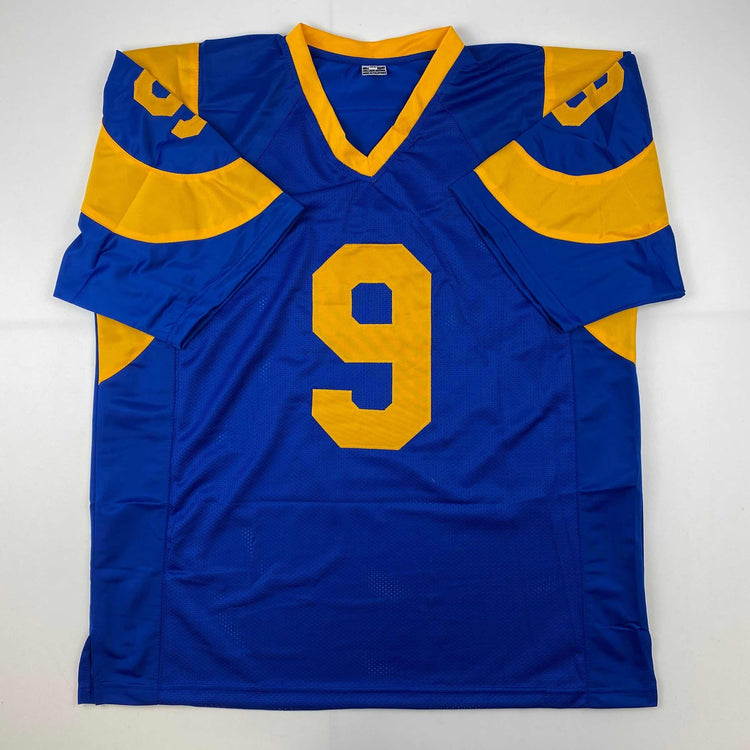 Facsimile Autographed Matthew Stafford Los Angeles LA Royal Blue Retro Reprint Laser Auto Football Jersey Size Men's XL