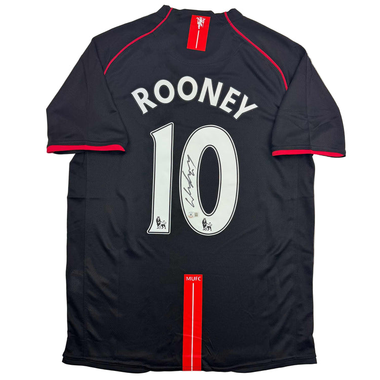 Autographed/Signed Wayne Rooney Manchester United Black 2008 Soccer Jersey Beckett BAS COA