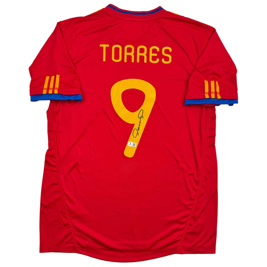 Autographed/Signed Fernando Torres Spain Red World Cup Soccer Futbol Jersey Beckett BAS COA