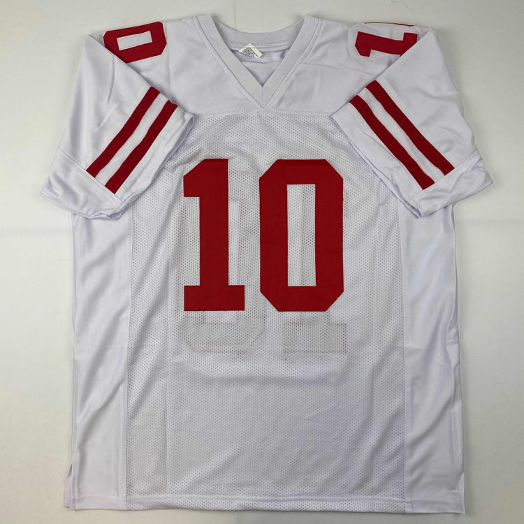 Facsimile Autographed Jimmy Garoppolo San Francisco White Reprint Laser Auto Football Jersey Size Men's XL
