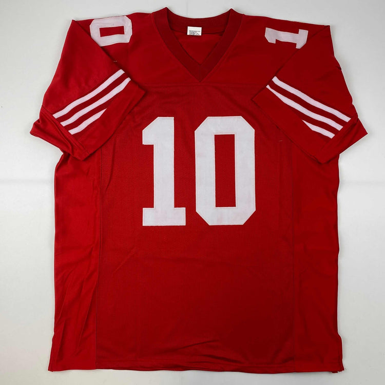 Facsimile Autographed Jimmy Garoppolo San Francisco Red Reprint Laser Auto Football Jersey Size Men's XL