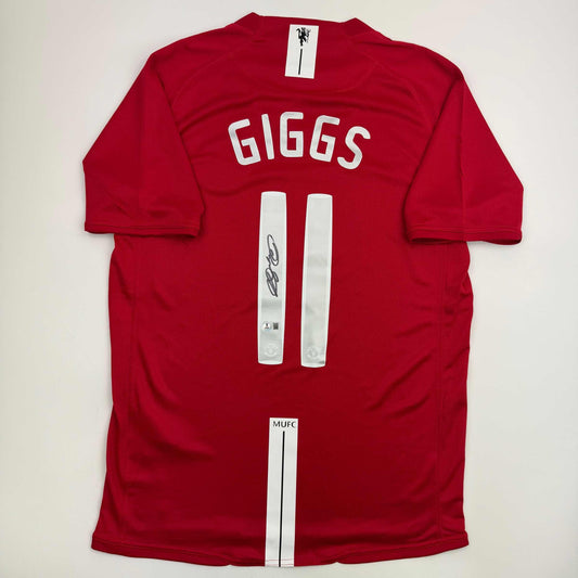 Autographed/Signed Ryan Giggs Manchester United Red Soccer Jersey Beckett BAS COA