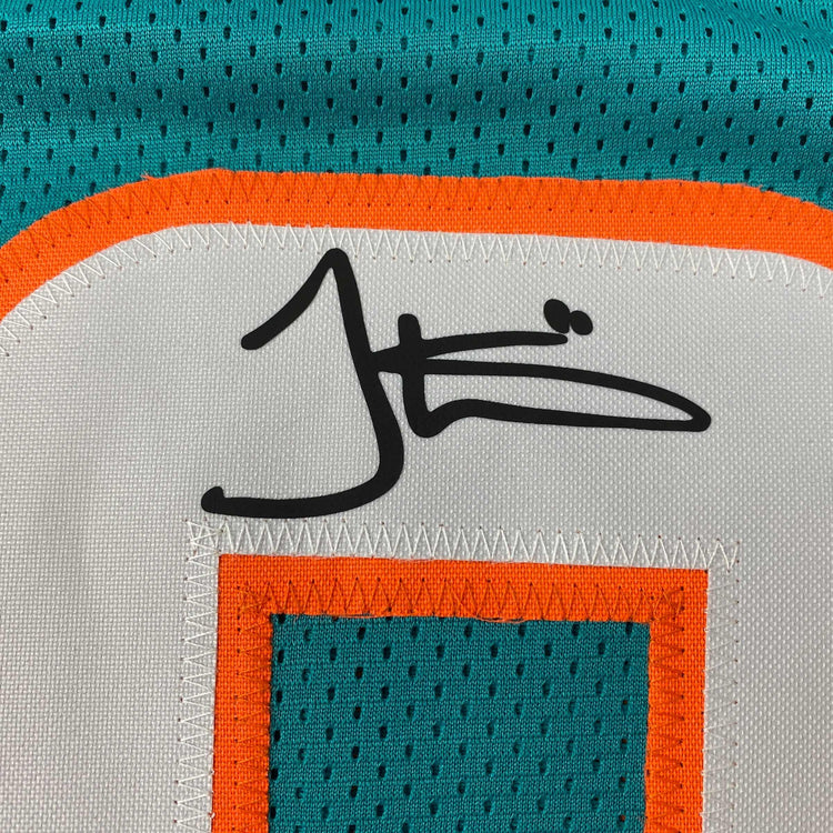 Facsimile Autographed Tyreek Hill Miami Teal Reprint Laser Auto Football Jersey Size Men's XL