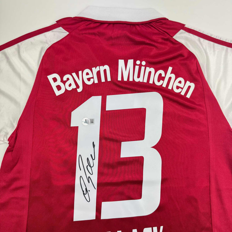 Autographed/Signed Michael Ballack FC Bayern Munich Red Soccer Futbol Jersey Beckett BAS COA