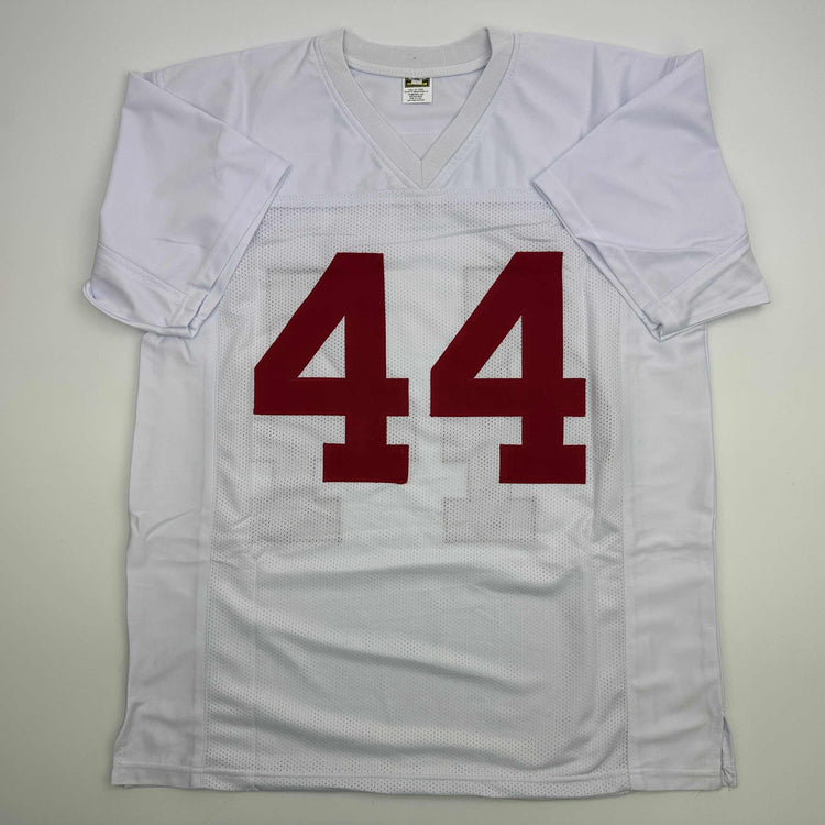 Facsimile Autographed Tom Hanks Forrest Gump Movie Alabama White Reprint Laser Auto College Football Jersey Size Men's XL