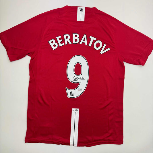 Autographed/Signed DImitar Berbatov Manchester United Red Soccer Jersey Beckett BAS COA