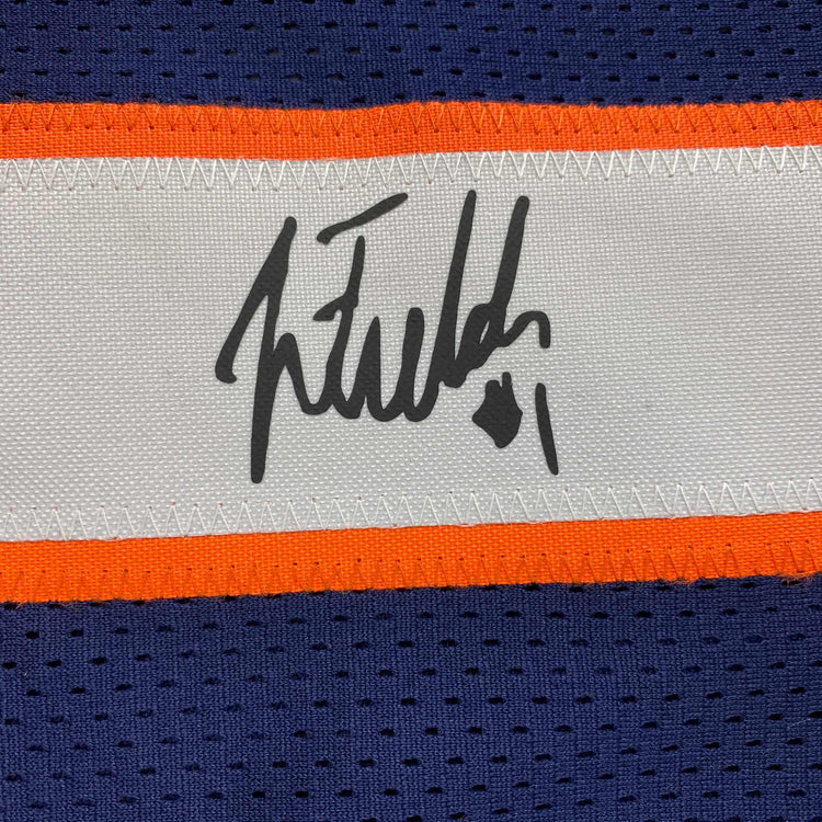 Facsimile Autographed Justin Fields Chicago Blue Reprint Laser Auto Football Jersey Size Men's XL