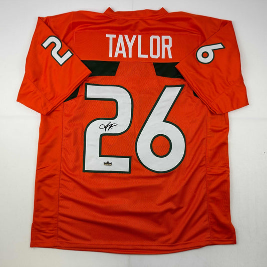 Facsimile Autographed Sean Taylor Miami Orange Reprint Laser Auto College Football Jersey Size Men's XL