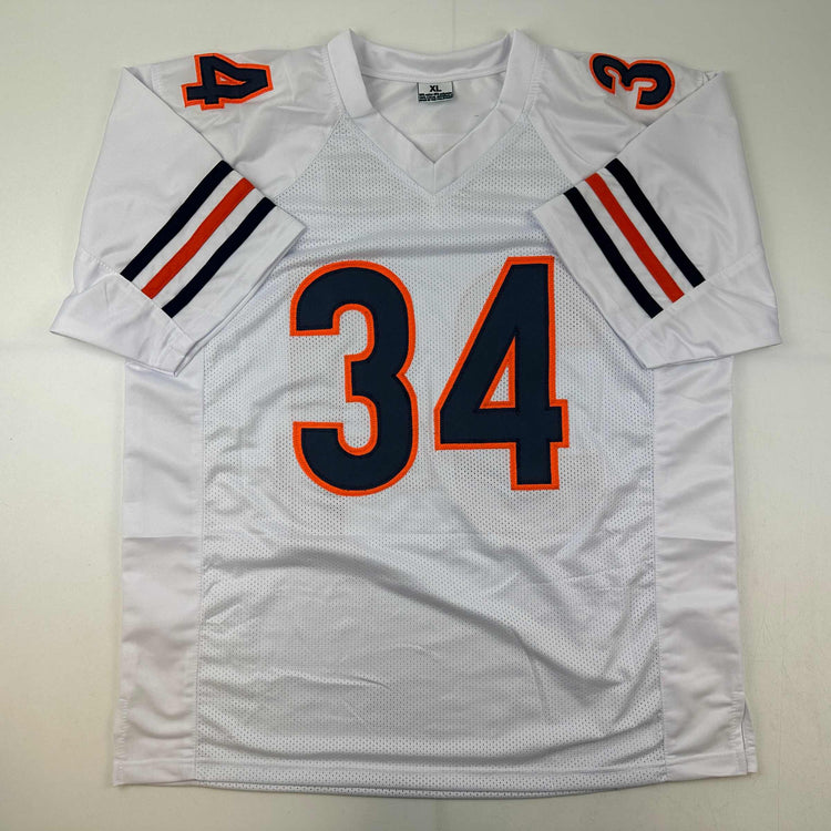 Facsimile Autographed Walter Payton Chicago White Reprint Laser Auto Football Jersey Size Men's XL