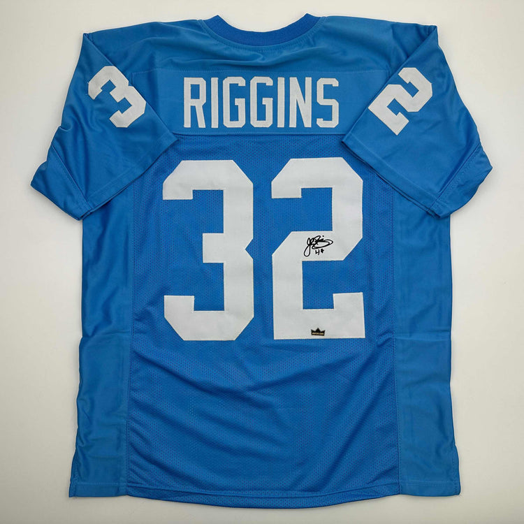 Facsimile Autographed John Riggins Kansas Blue Reprint Laser Auto College Football Jersey Size Men's XL