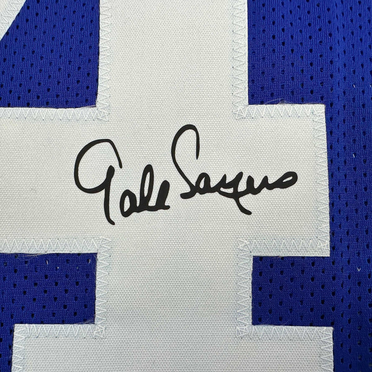 Facsimile Autographed Gale Sayers Kansas Blue Reprint Laser Auto College Football Jersey Size Men's XL