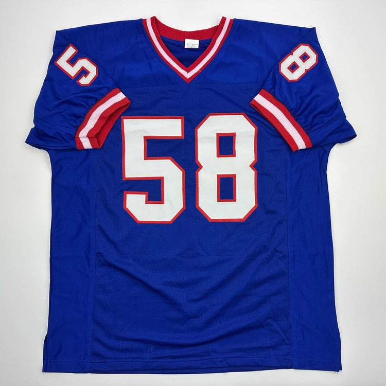 Facsimile Autographed Carl Banks New York Blue Reprint Laser Auto Football Jersey Size Men's XL
