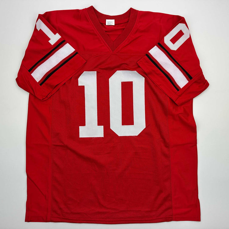 Facsimile Autographed Fran Tarkenton Georgia Red Reprint Laser Auto College Football Jersey Size Men's XL