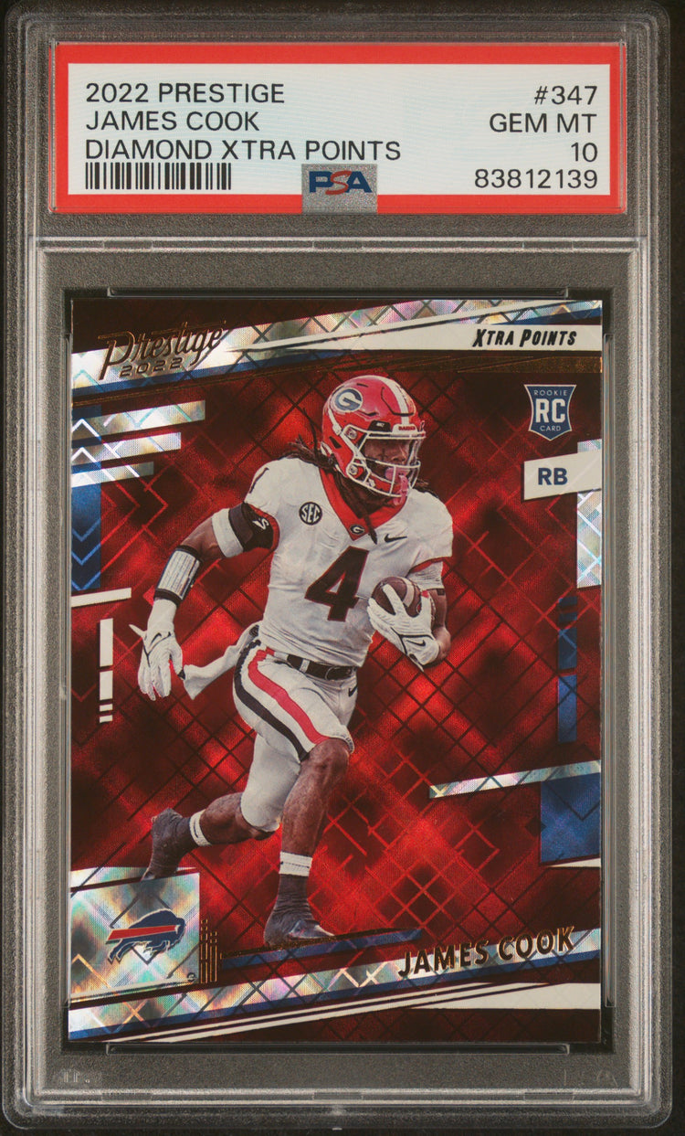 Graded 2022 Panini Prestige James Cook #347 Diamind Xtra Points Rookie RC Football Card PSA 10 Gem Mint