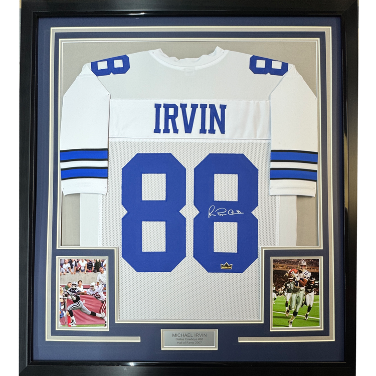 Framed Facsimile Autographed Michael Irvin 35x39 Dallas White Reprint Laser Auto Football Jersey