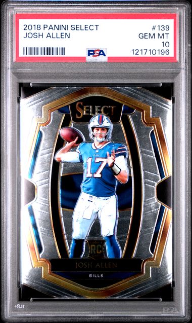 Graded 2018 Panini Select Josh Allen #139 Premier Level Jersey Rookie RC Football Card PSA 10 Gem Mint