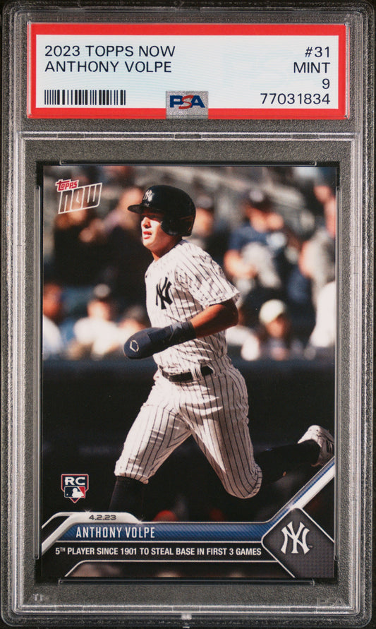 Graded 2023 Topps Now Anthony Volpe #31 Rookie RC Baseball Card PSA 9 Mint