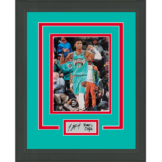 Framed Ja Morant Young Dolph Facsimile Laser Engraved Signature Dual Auto Memphis Grizzlies 11x14 Basketball Photo